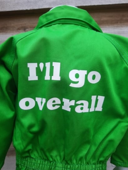 Groene Kinderoveralls met geborduurde naam + print