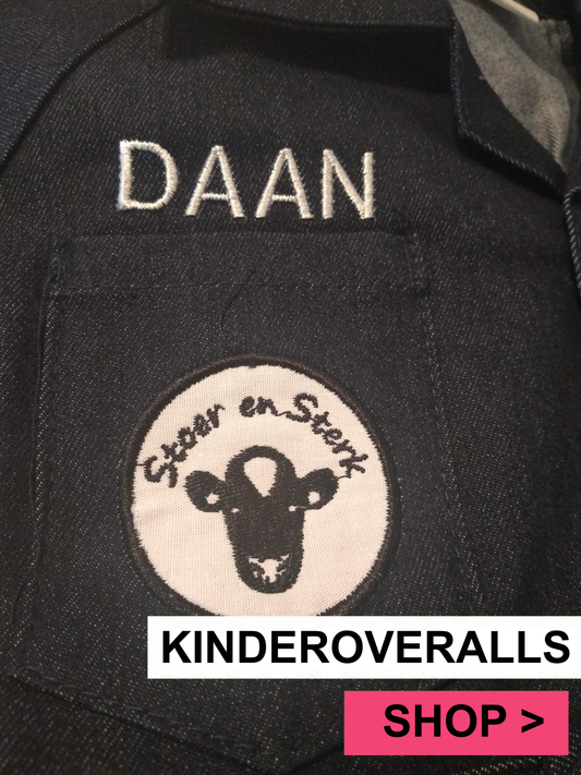 Jeansoverall Kinderoveralls met geborduurde naam + print
