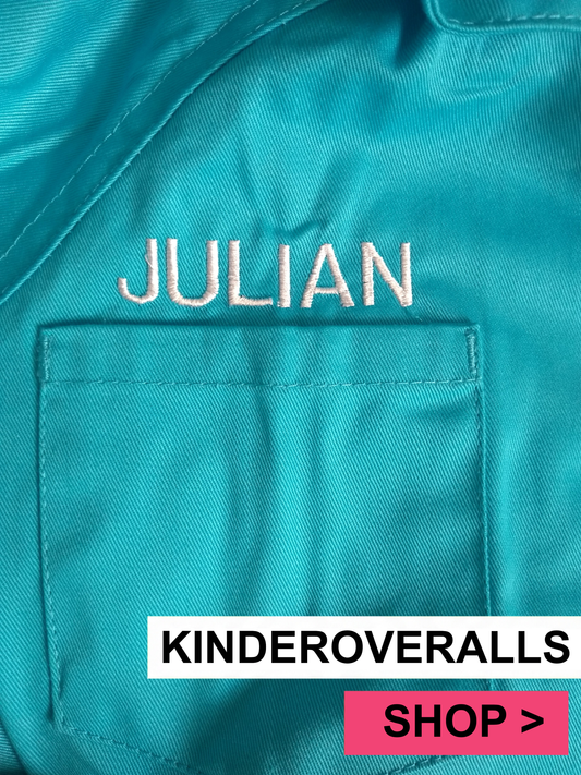 Blauwe Kinderoveralls met geborduurde naam