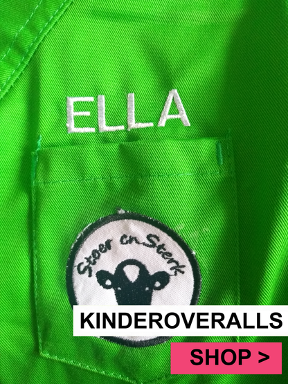 Groene Kinderoveralls met geborduurde naam + print