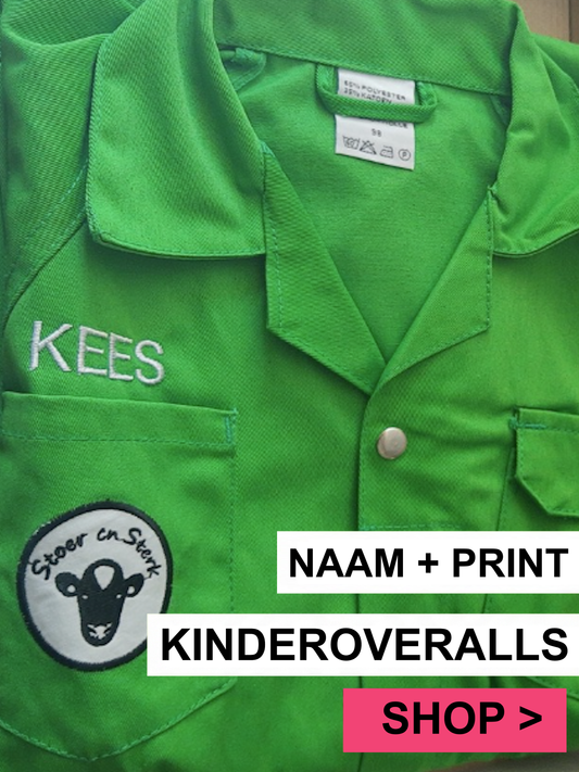 Groene Kinderoveralls met geborduurde naam + print