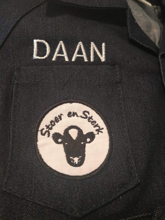 Jeansoverall met geborduurde naam volwassenen