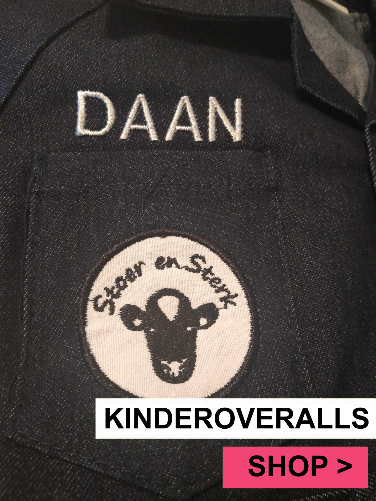 Jeansoverall Kinderoveralls met geborduurde naam