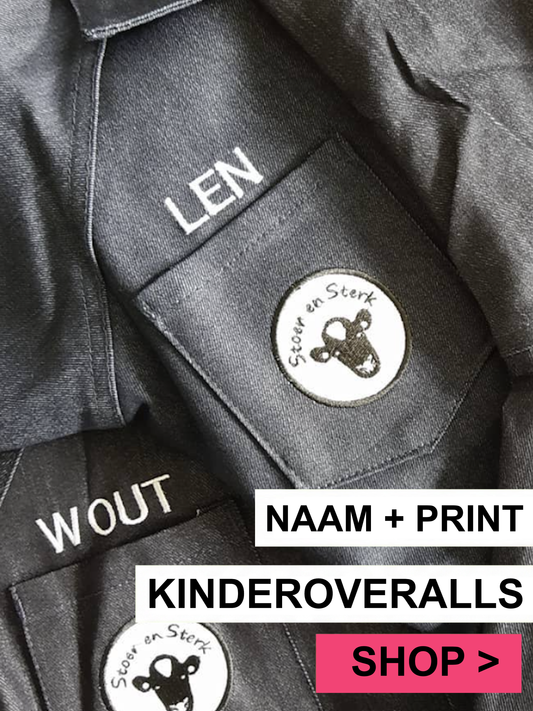 Jeansoverall Kinderoveralls met geborduurde naam + print