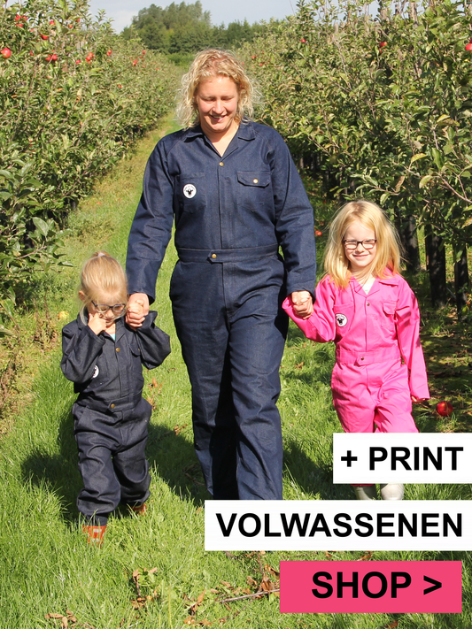 Jeansoverall met print volwassenen