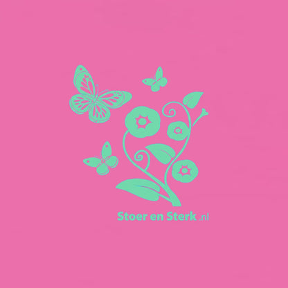 Roze Kinderoveralls met geborduurde naam + print