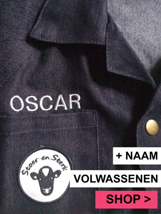 Jeansoverall met geborduurde naam volwassenen